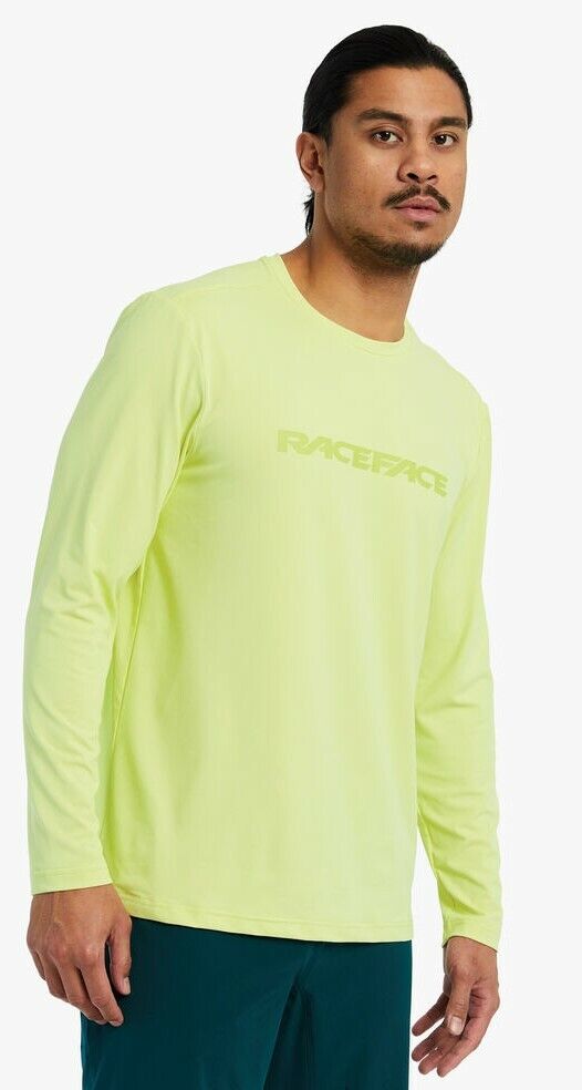 Race Face Commit Long Sleeve Cycling Jersey / Top Yellow / Tea Green Large