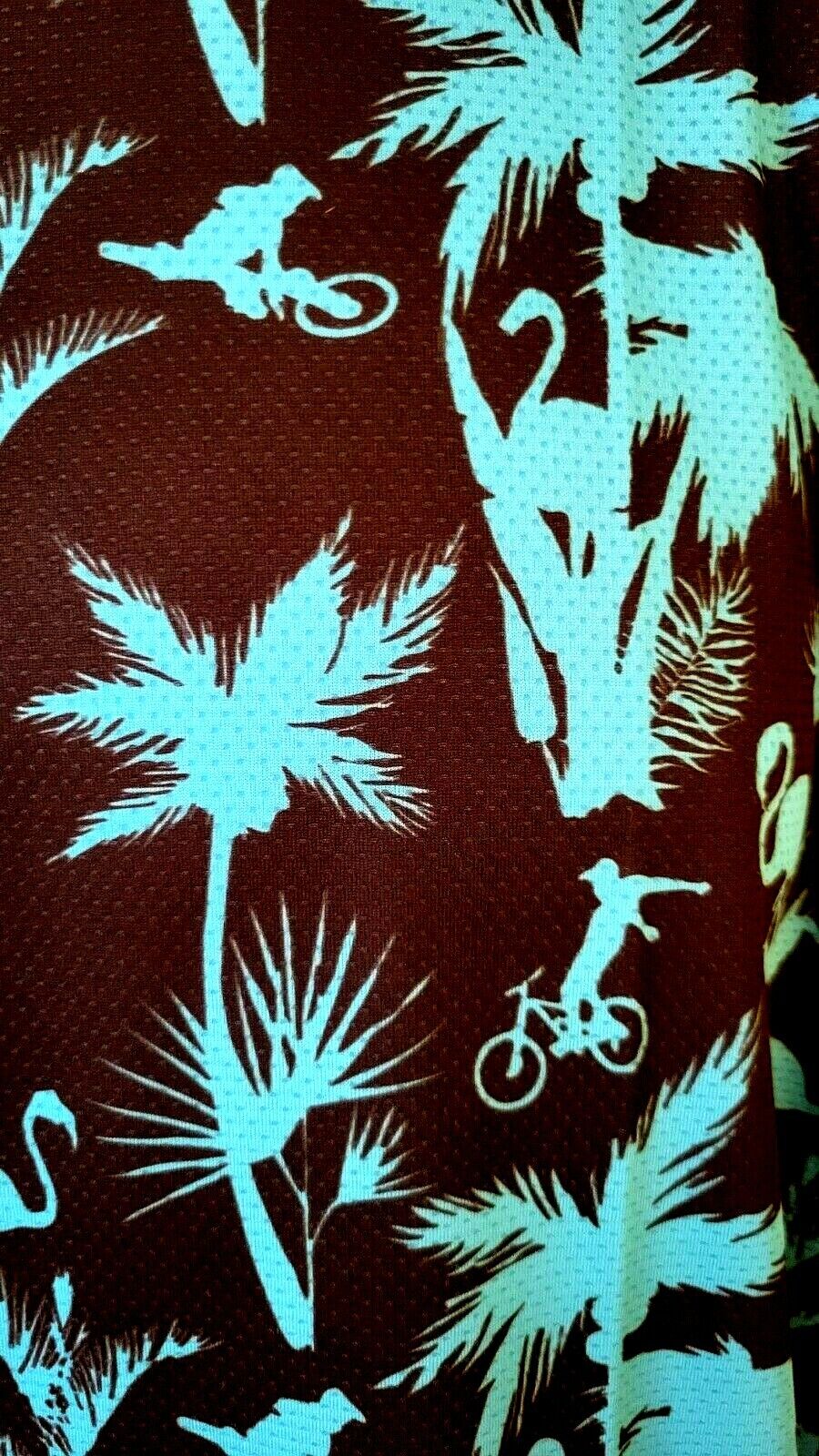 Cycling Jersey 3/4 Sleeve Teal/Black Flamingo/Palm 100% Coolmax Medium